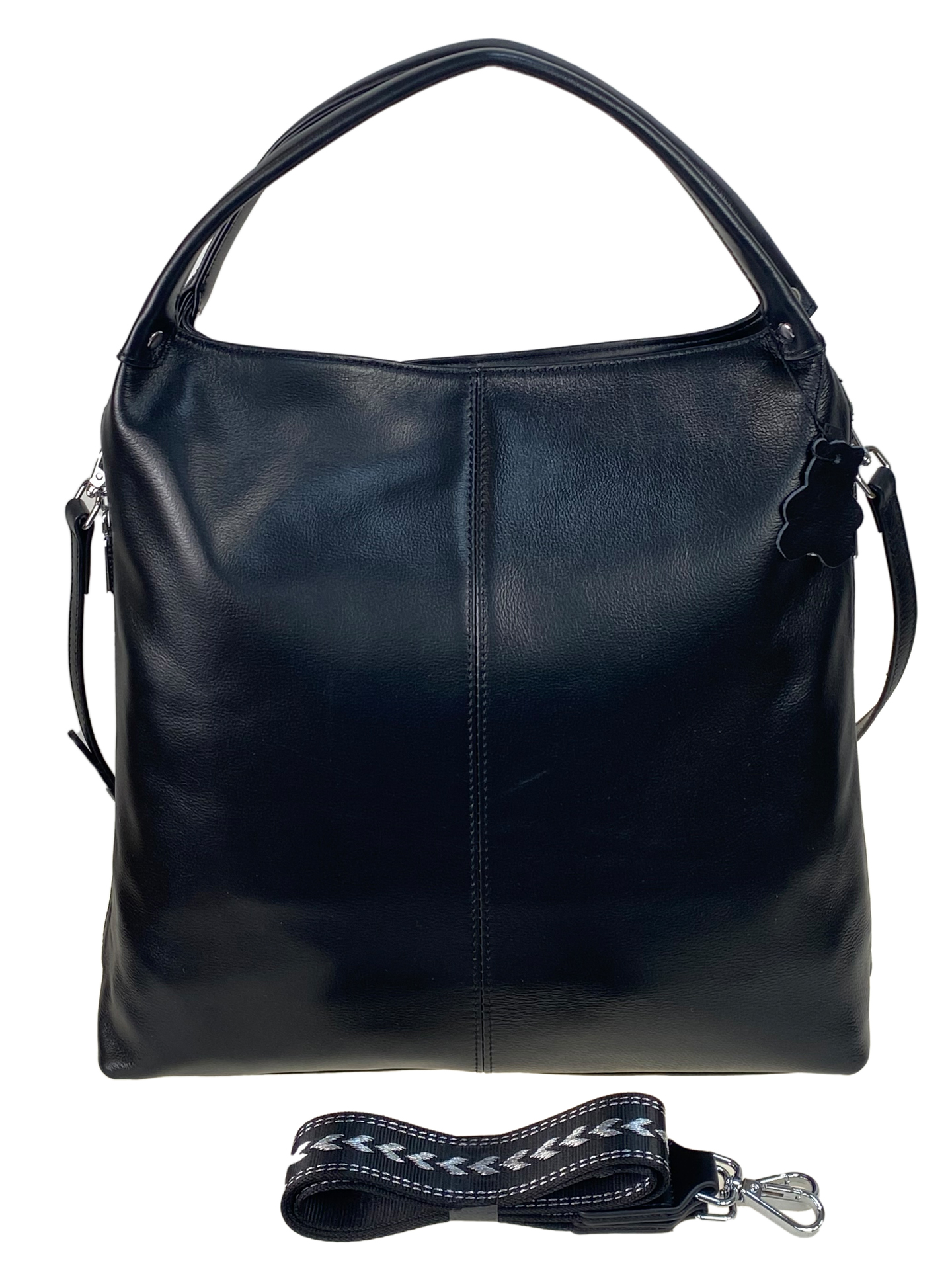 На фото 2 - Женская сумка из натуральной кожи цвет черный