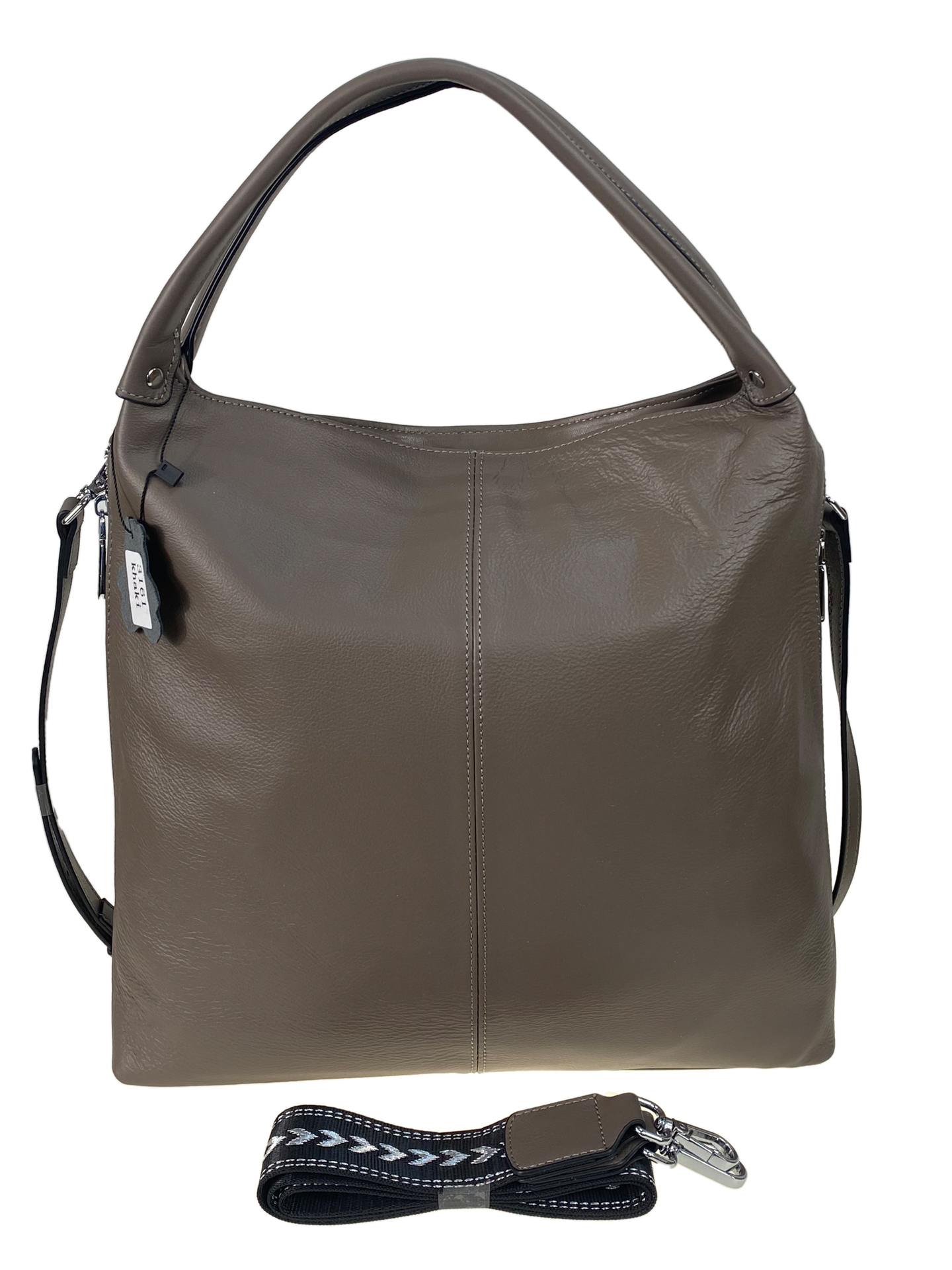 На фото 2 - Женская сумка из натуральной кожи цвет серо-бежевый