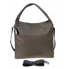 На фото 2 - Женская сумка из натуральной кожи цвет серо-бежевый