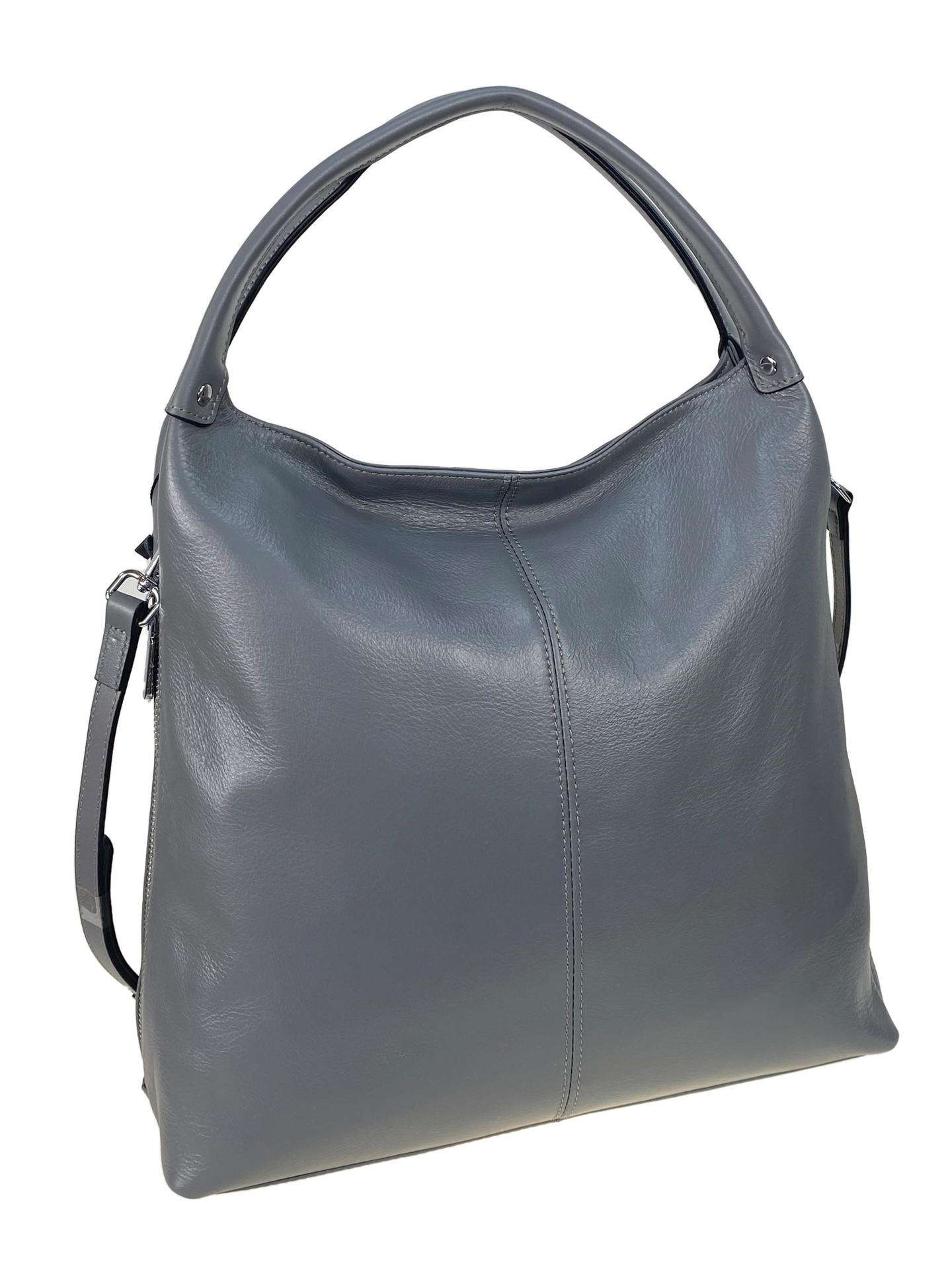 На фото 1 - Женская сумка из натуральной кожи цвет серый