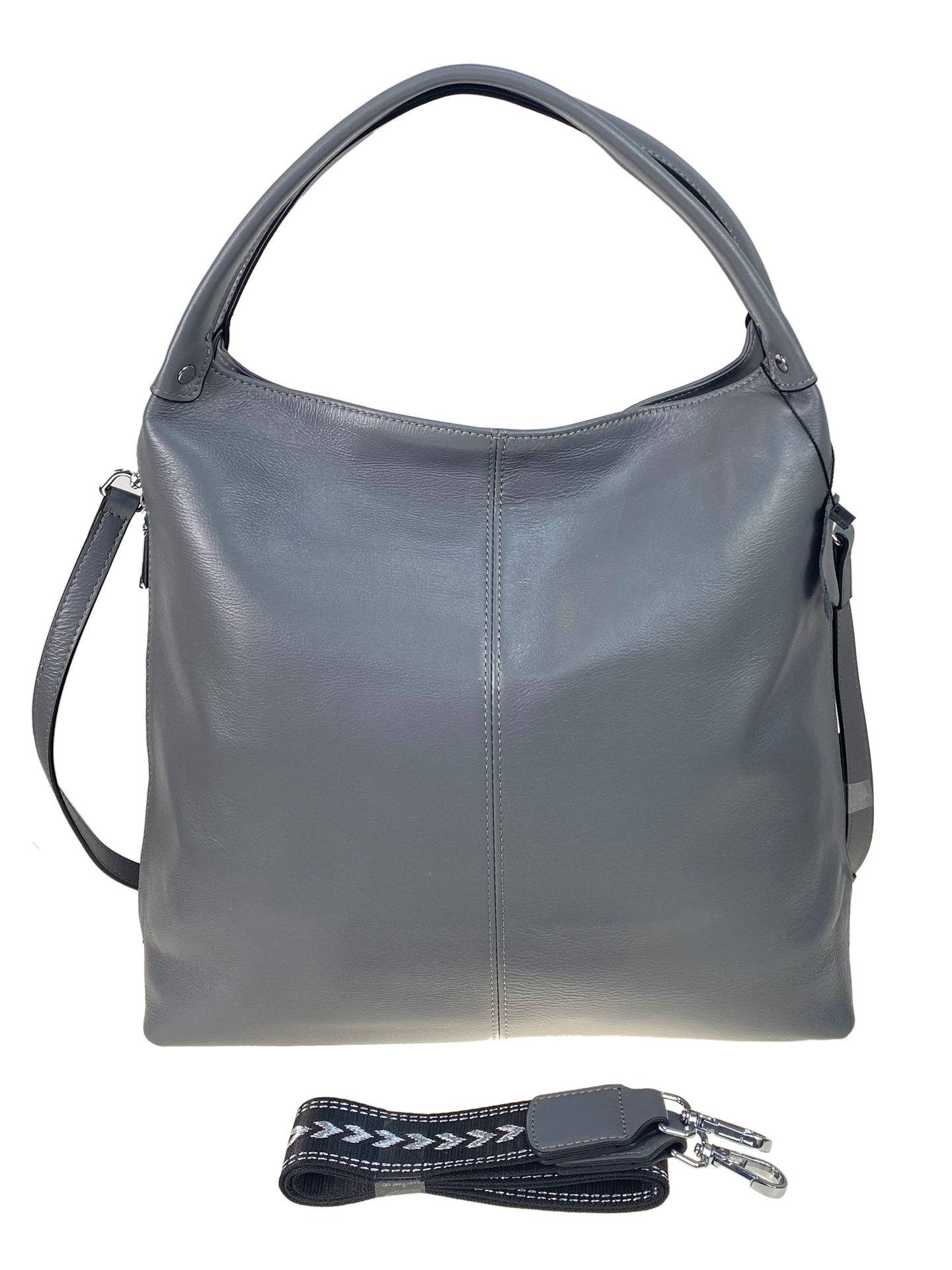 На фото 2 - Женская сумка из натуральной кожи цвет серый