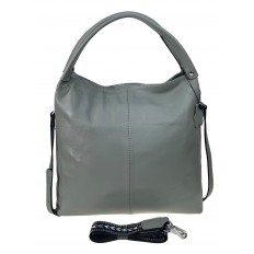 На фото 2 - Женская сумка из натуральной кожи цвет серо-голубой
