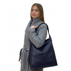 На фото 1 - Женская сумка из натуральной кожи, цвет  синий