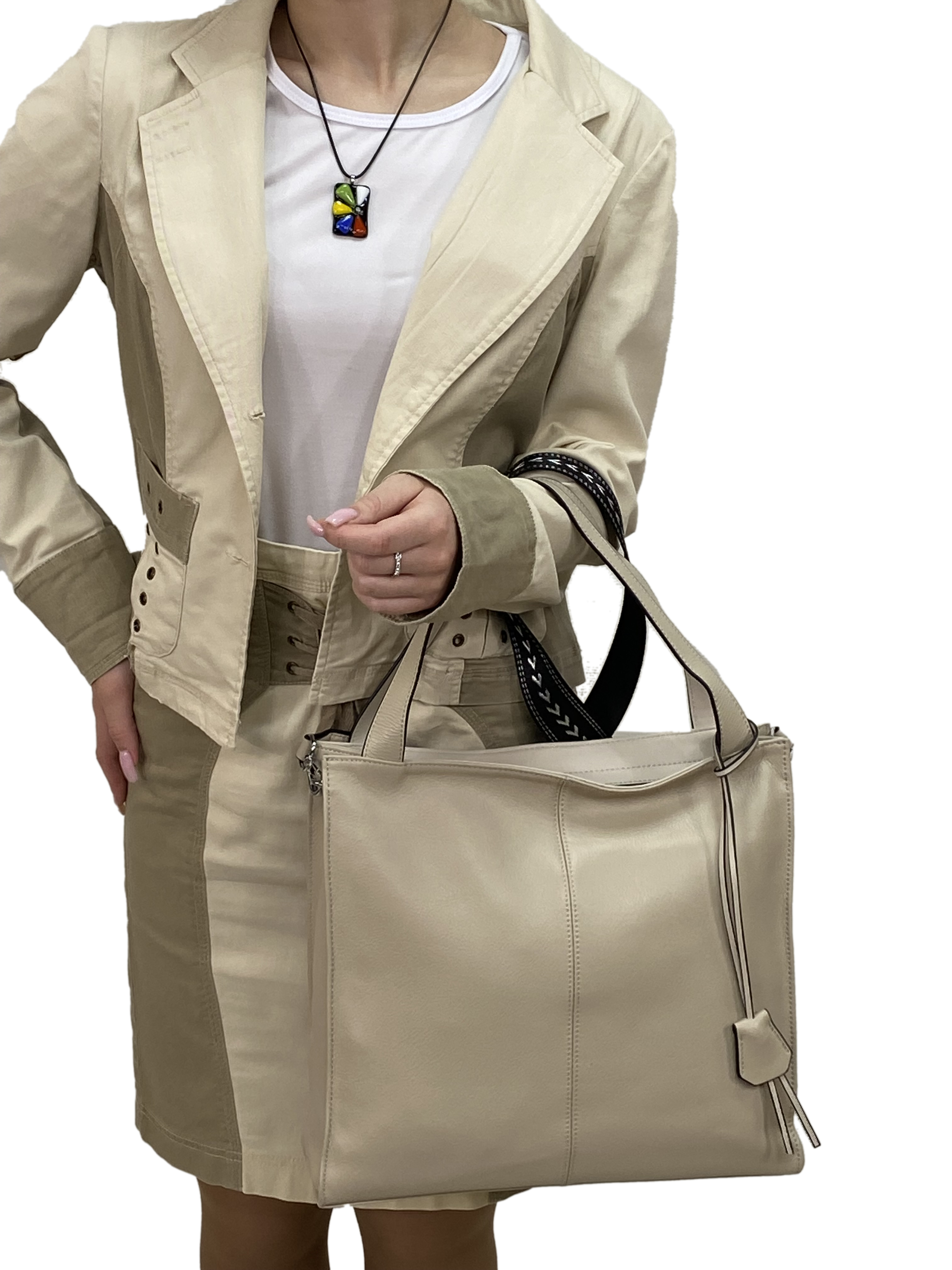 На фото 3 - Женская сумка  из натуральной кожи, цвет молочный