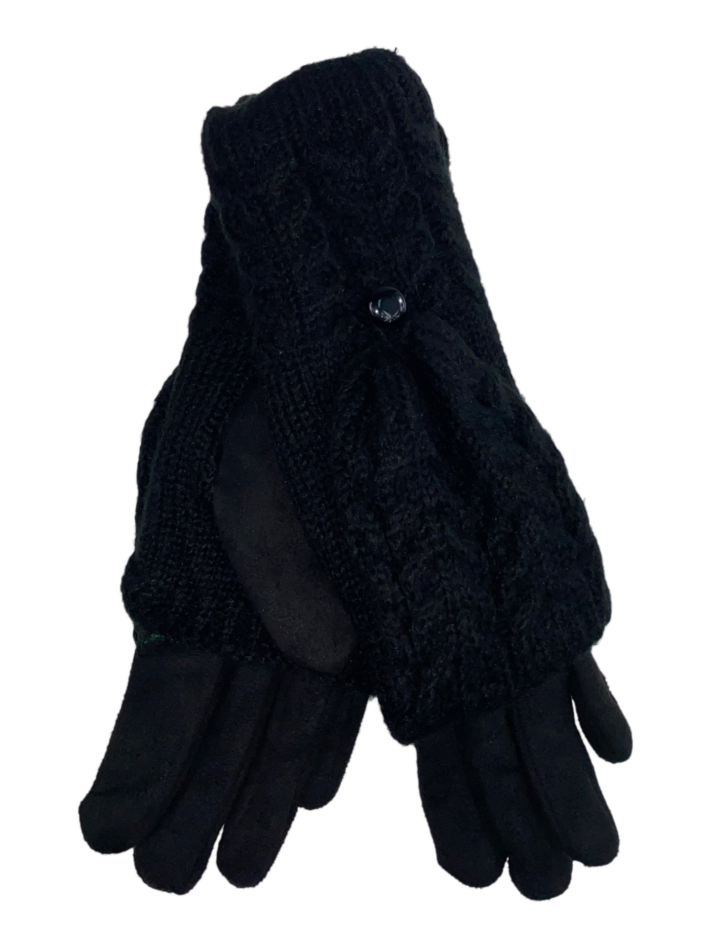 На фото 1 - Велюровые перчатки с шерстяными митенками, цвет чёрный