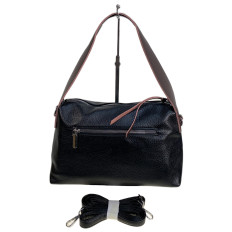 На фото 2 - Женская сумка из натуральной кожи, цвет  черный