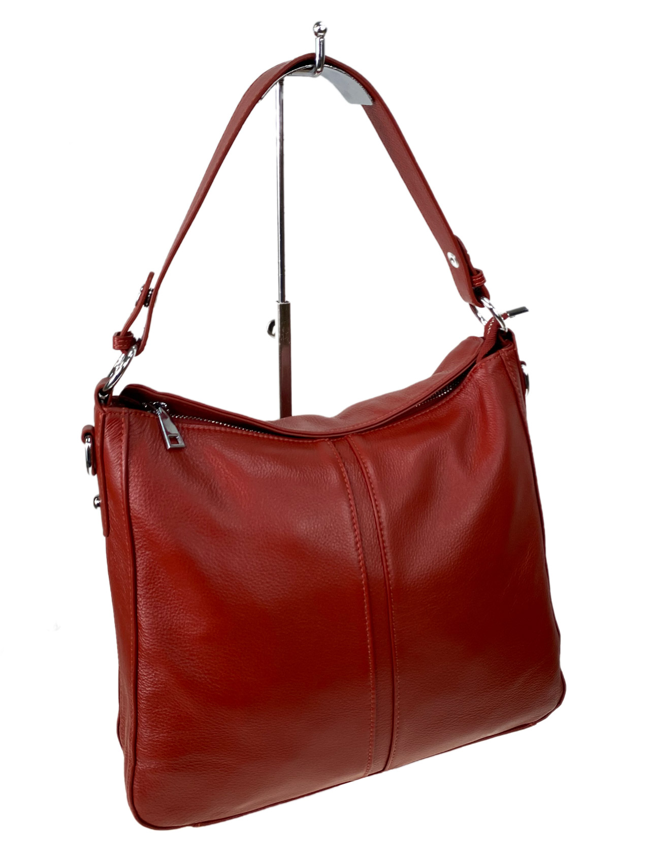 На фото 3 - Женская сумка из натуральной кожи, цвет коралловый
