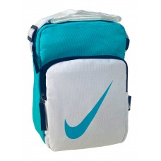 На фото 1 - Мужская сумка из текстиля, цвет голубой с белым