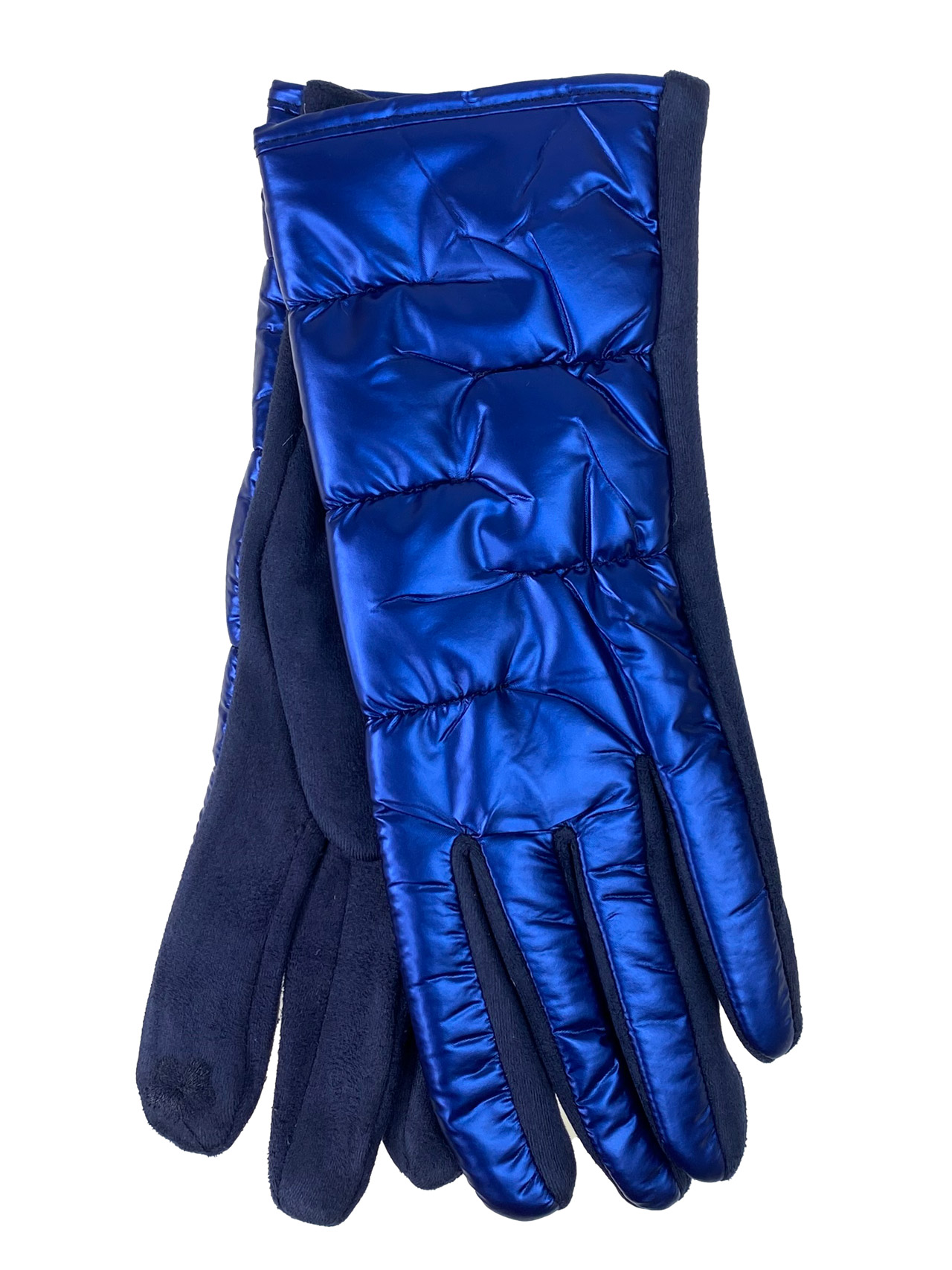 На фото 1 - Комбинированные женские перчатки, цвет синий