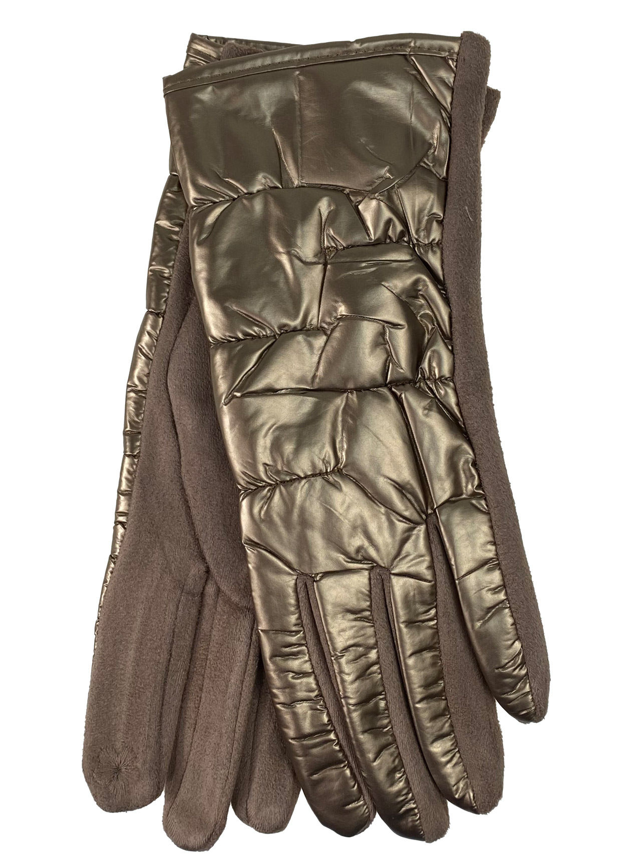 На фото 1 - Комбинированные женские перчатки, цвет бронза