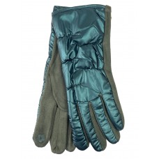 На фото 1 - Комбинированные женские перчатки, цвет зеленый