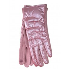 На фото 1 - Комбинированные женские перчатки, цвет розовый
