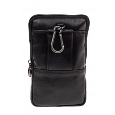 На фото 3 - Маленькая мужская сумка на пояс из натуральной кожи, цвет черный