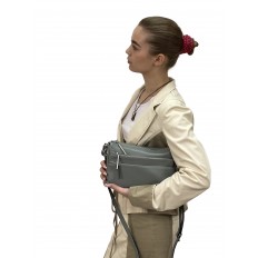 На фото 3 - Женская сумка  из натуральной кожи, цвет серо зеленый