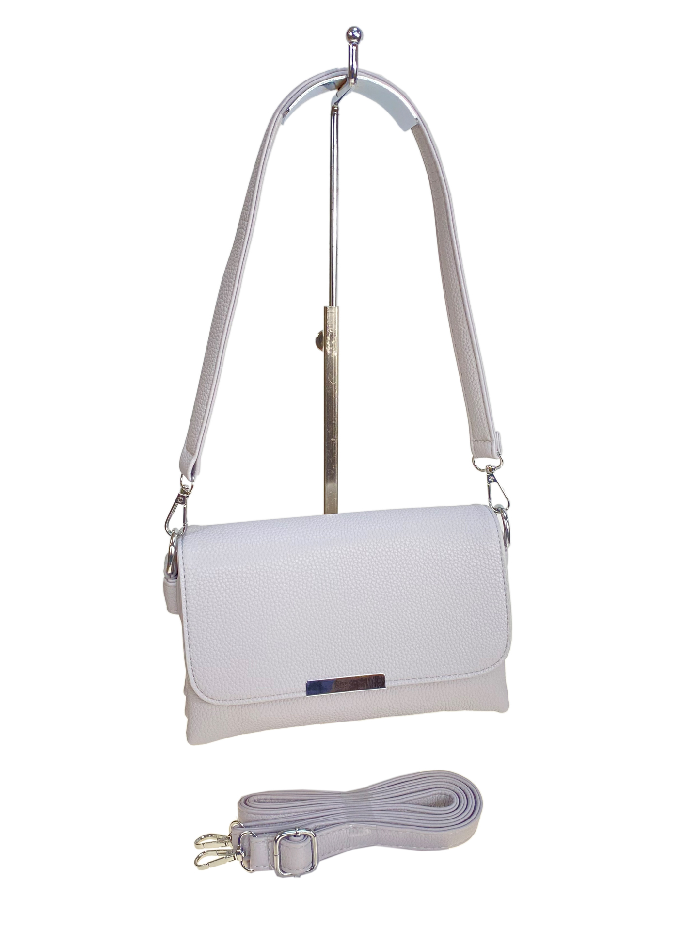 На фото 1 - Женская сумка из искусственной кожи, цвет светло серый