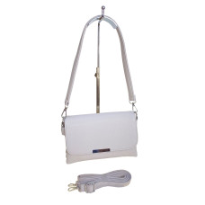 На фото 1 - Женская сумка из искусственной кожи, цвет светло серый