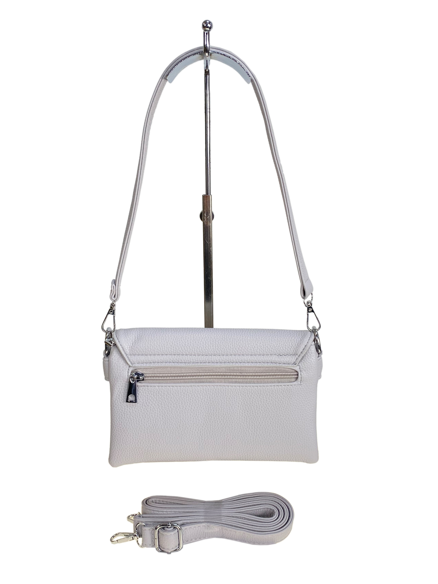 На фото 2 - Женская сумка из искусственной кожи, цвет светло серый