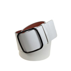 На фото 1 - Ремень женский широкий из искусственной кожи, цвет белый