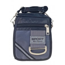 На фото 1 - Спортивная поясная сумка из текстиля, цвет черный с серым 