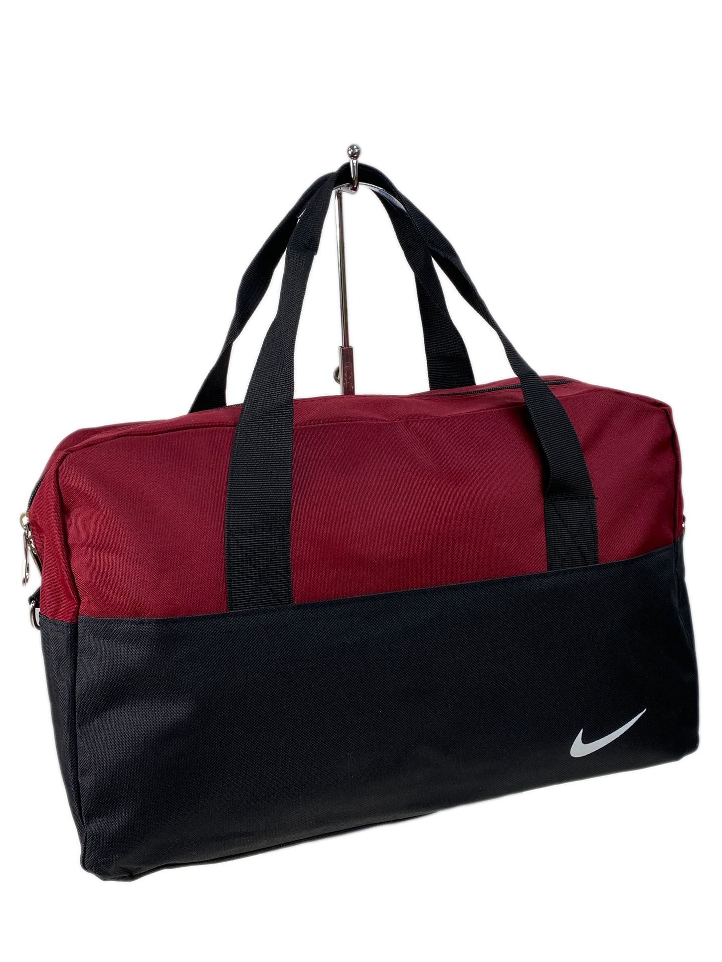 На фото 1 -  Дорожная сумка из текстиля цвет бордовый с черным