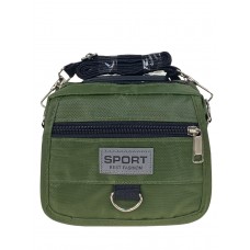 На фото 1 - Спортивная поясная сумка из текстиля, цвет зеленый 