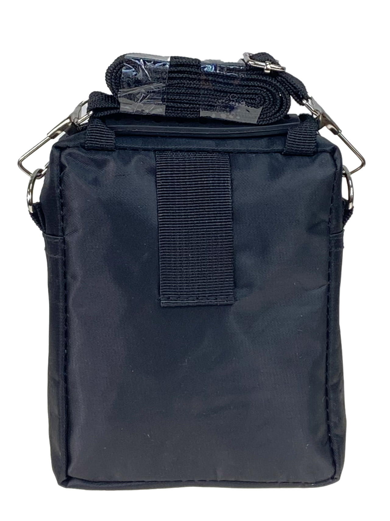На фото 2 - Спортивная поясная сумка из текстиля, цвет черный с синим 