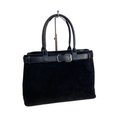 На фото 1 - Женская сумка из искусственной замши, цвет черный На фото 1 - Женская сумка из искусственной замши, цвет черный