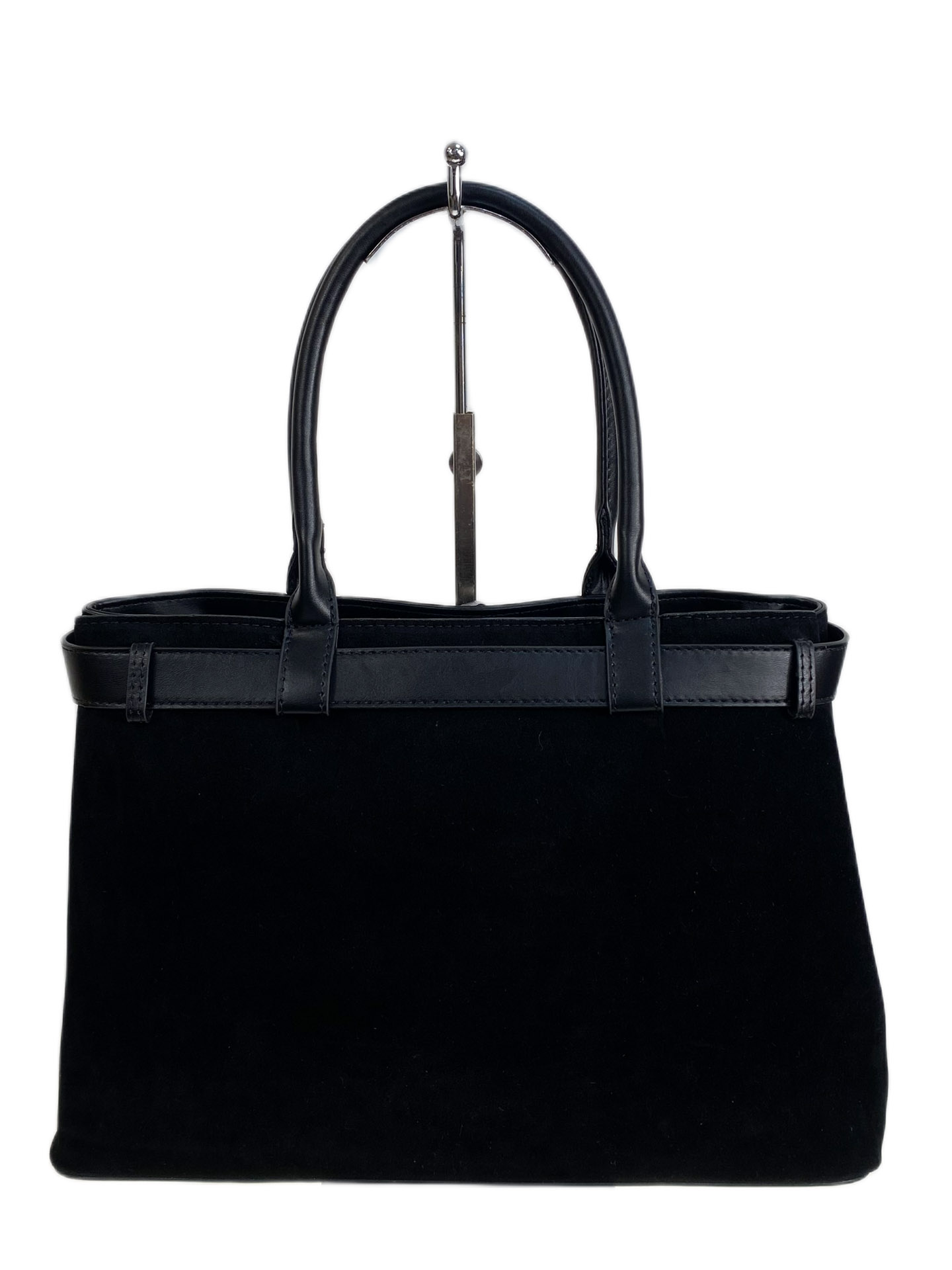 На фото 2 - Женская сумка из искусственной замши, цвет черный