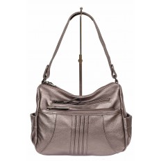 На фото 2 - Женская сумка хобо из искусственной кожи, цвет бронзовый