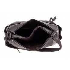 На фото 4 - Женская сумка хобо из искусственной кожи, цвет черный