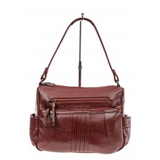 На фото 2 - Женская сумка хобо из искусственной кожи, цвет красно-коричневый