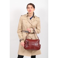 На фото 5 - Женская сумка хобо из искусственной кожи, цвет красно-коричневый