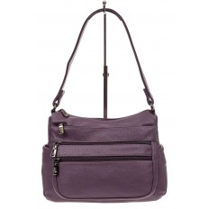 На фото 2 - Женская сумка хобо из искусственной кожи, цвет фиолетовый