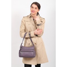 На фото 5 - Женская сумка хобо из искусственной кожи, цвет фиолетовый