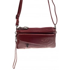На фото 2 - Маленькая сумка клатч из натуральной кожи, цвет бордовый