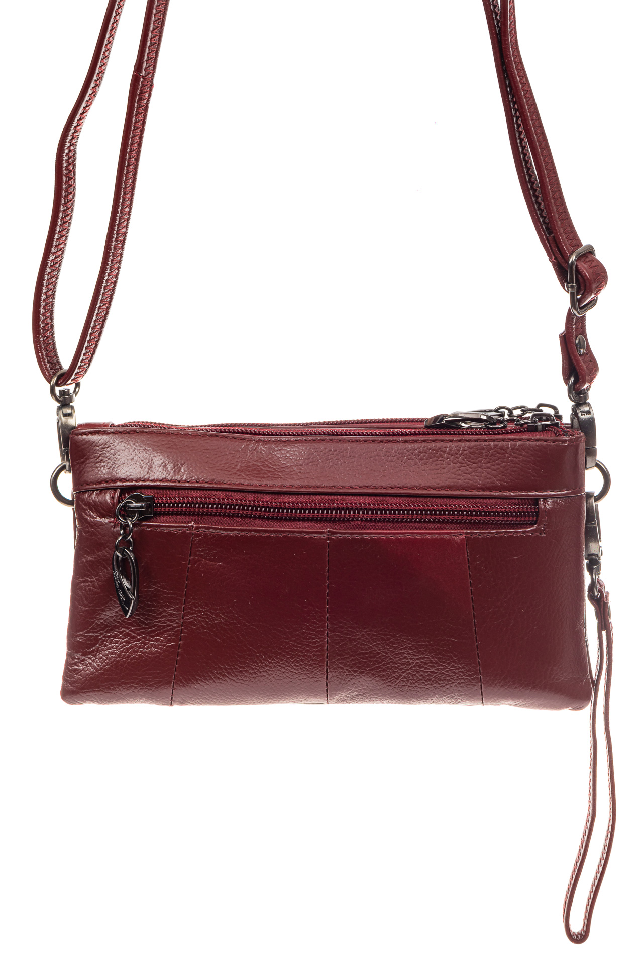 На фото 3 - Маленькая сумка клатч из натуральной кожи, цвет бордовый