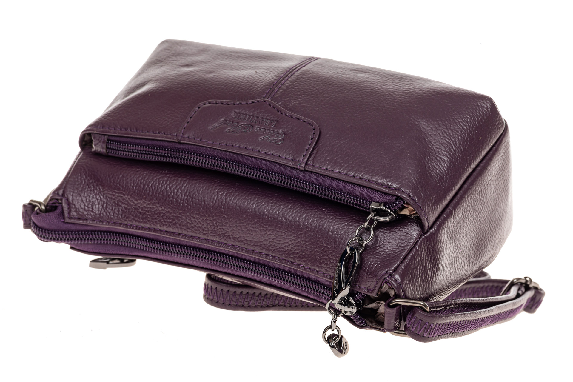 На фото 4 - Женская сумка из натуральной кожи, цвет фиолетовый