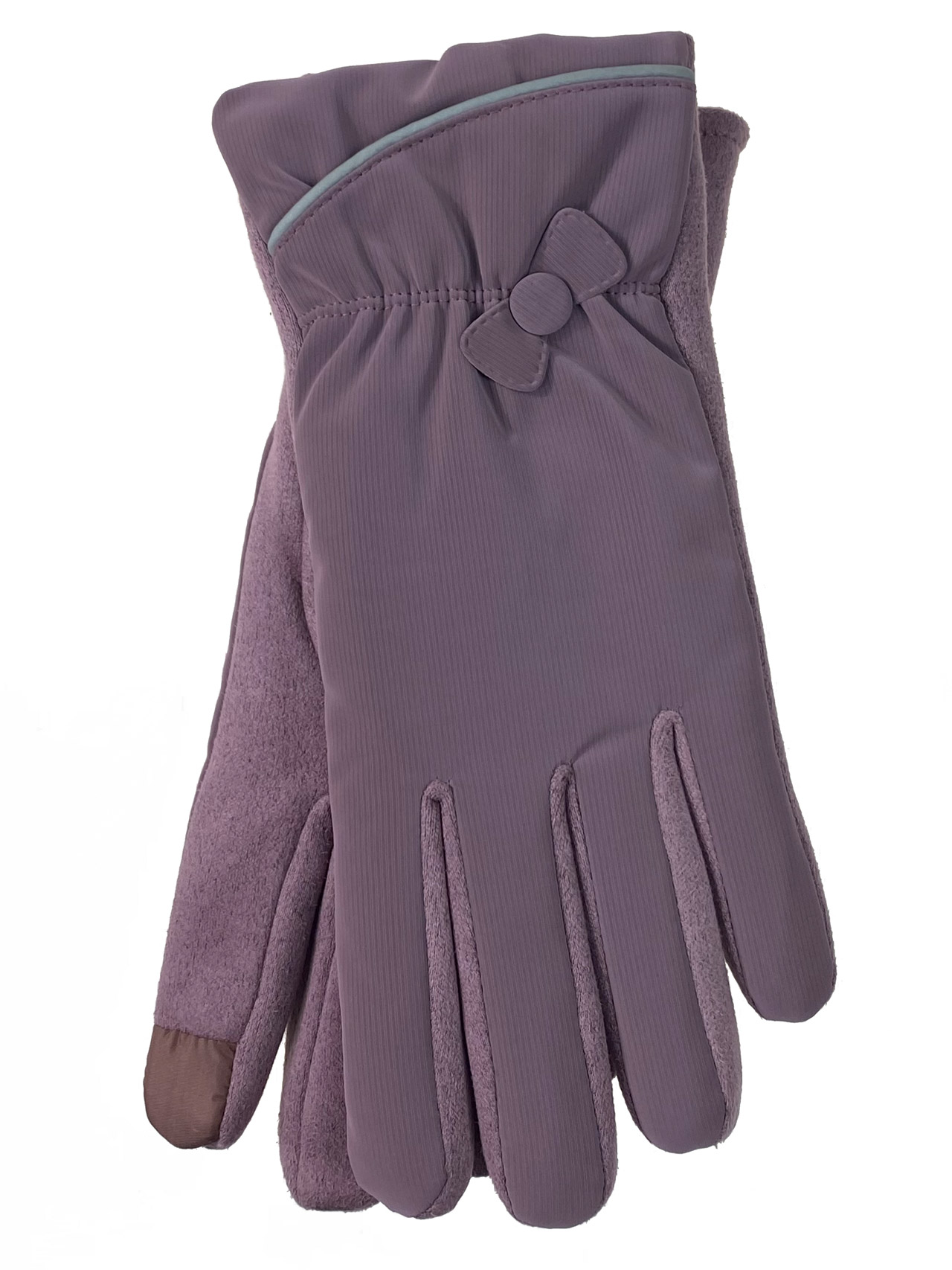 На фото 1 - Женские перчатки утепленные, цвет сиреневый