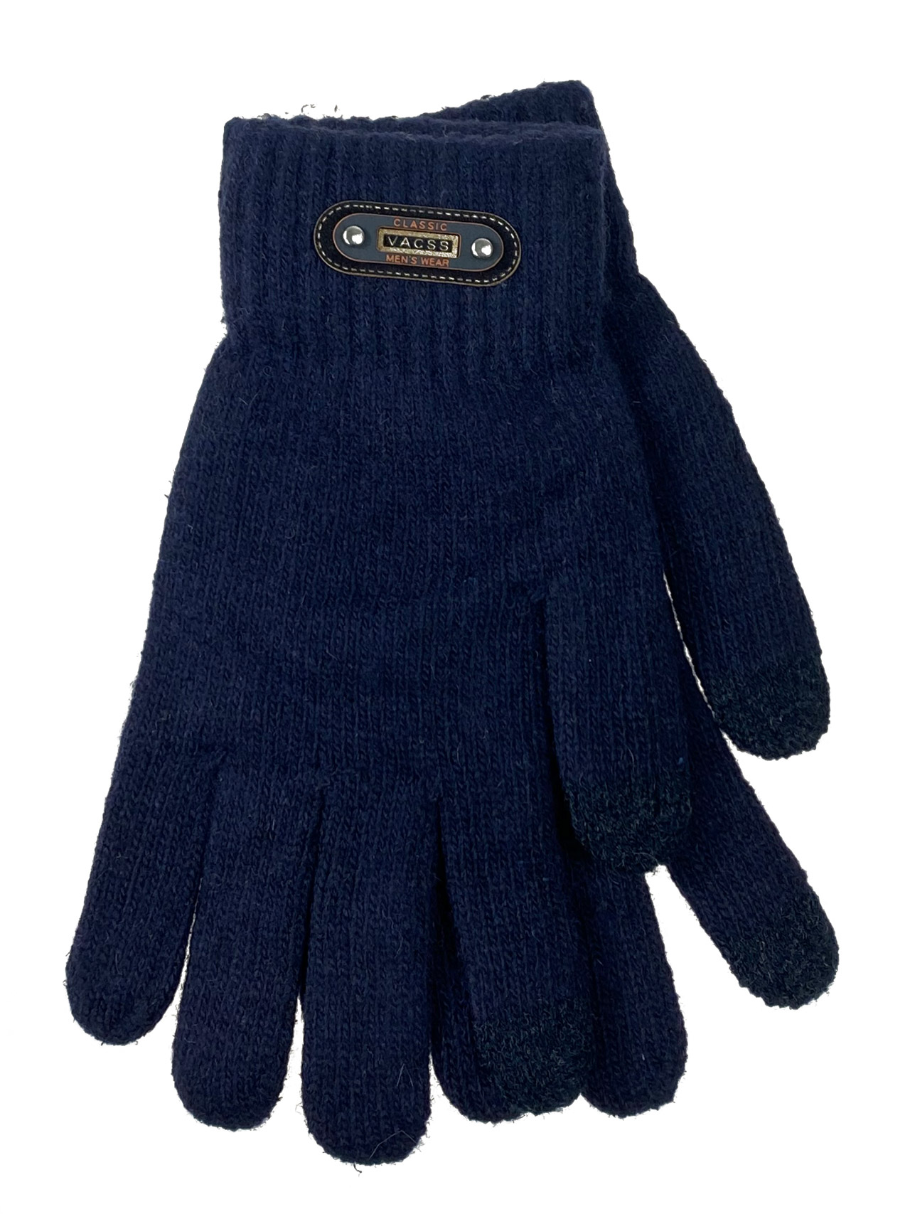 На фото 1 - Мужские теплые перчатки из шерсти,  цвет синий