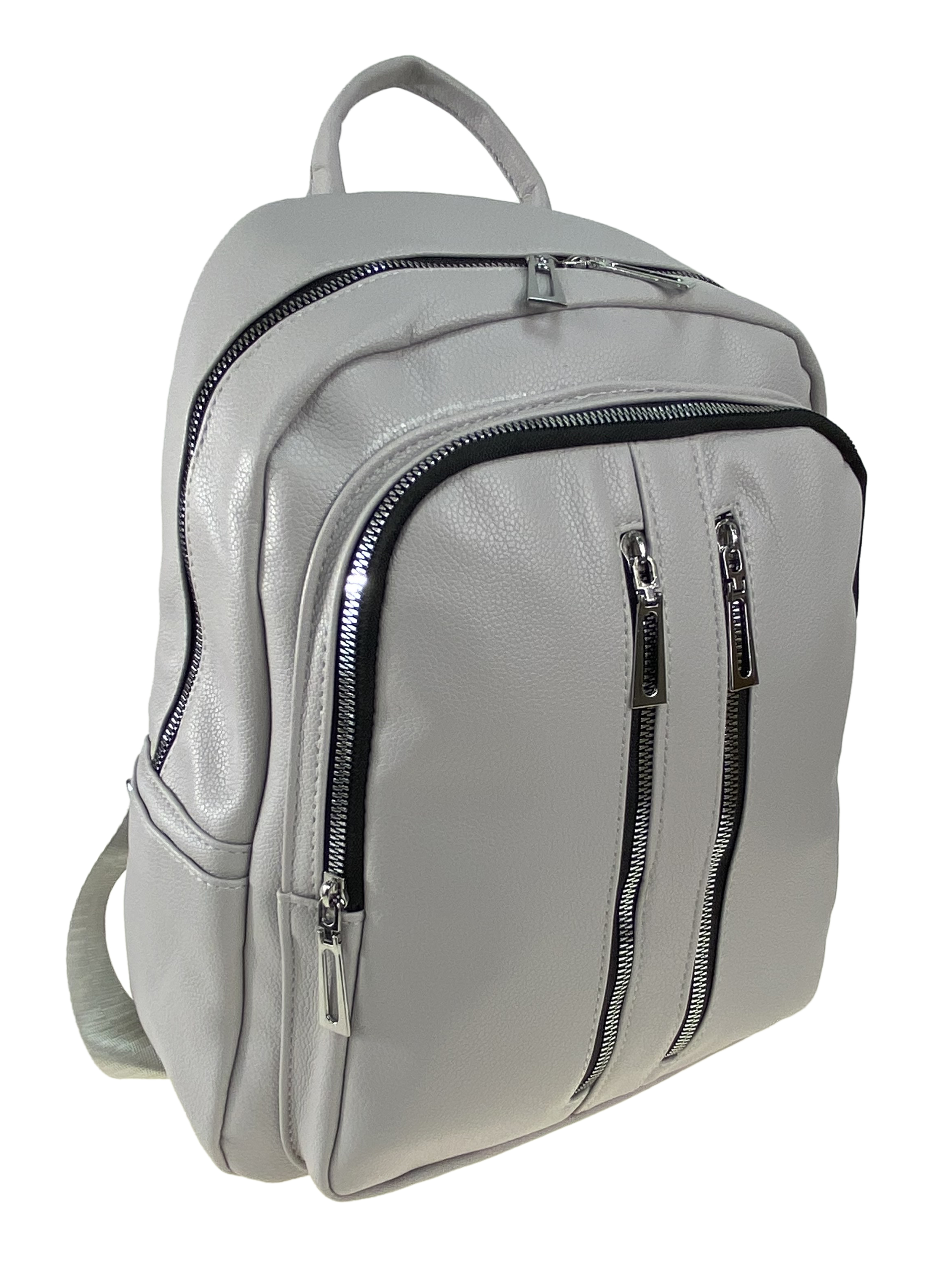 На фото 1 - Женская рюкзак  из искусственной кожи, цвет серый