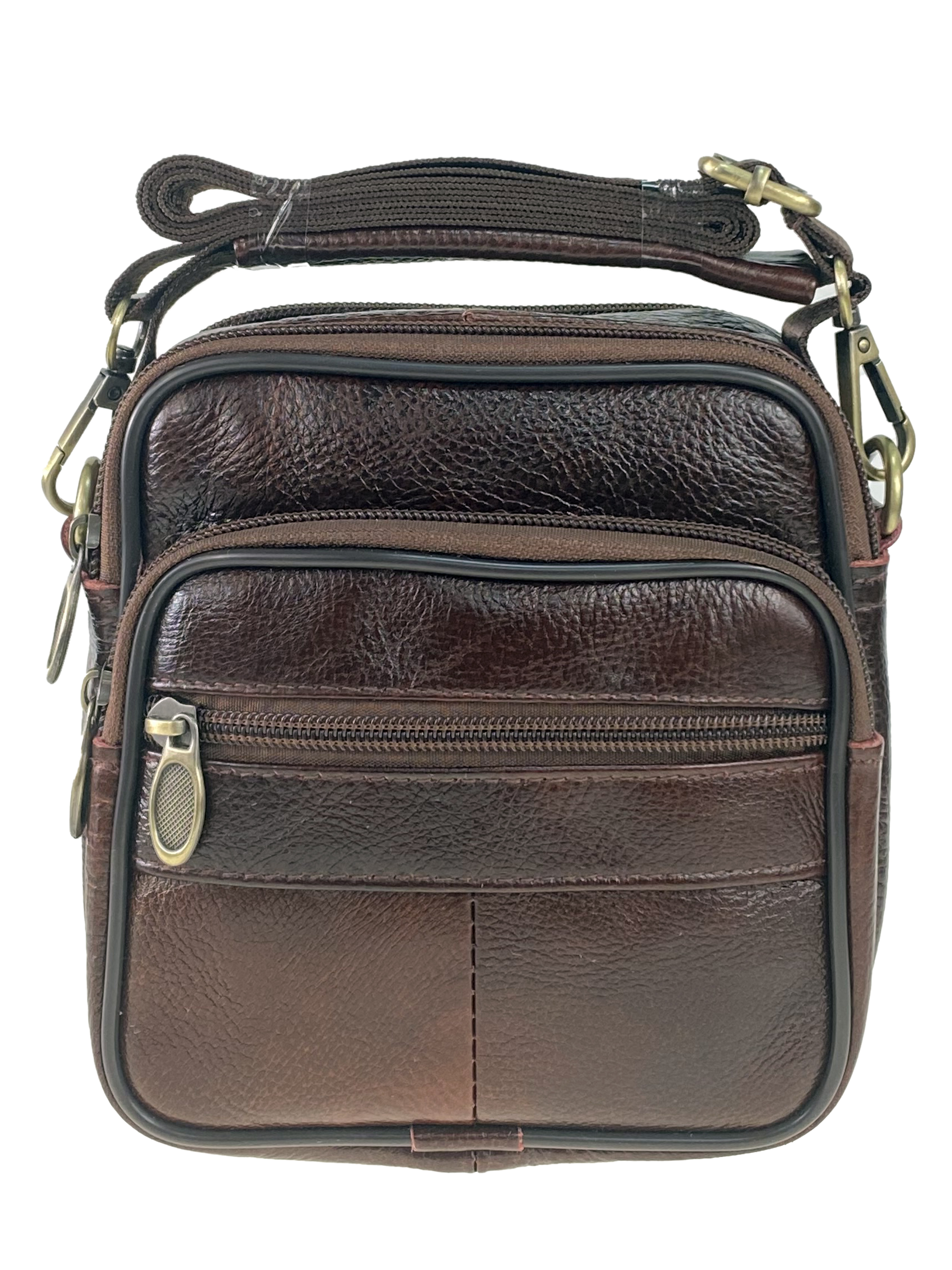 На фото 2 - Мужская сумка на пояс из натуральной кожи, цвет коричневый