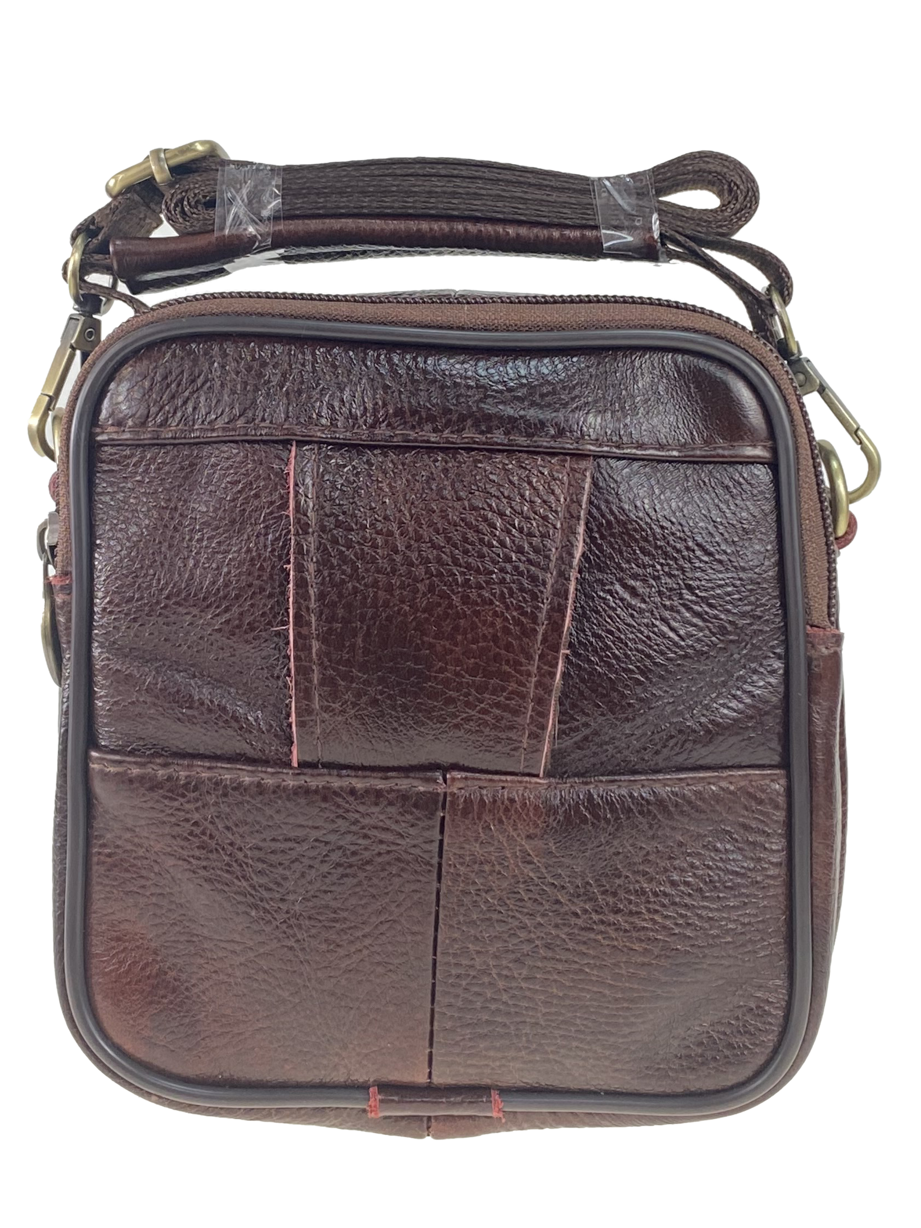На фото 3 - Мужская сумка на пояс из натуральной кожи, цвет коричневый