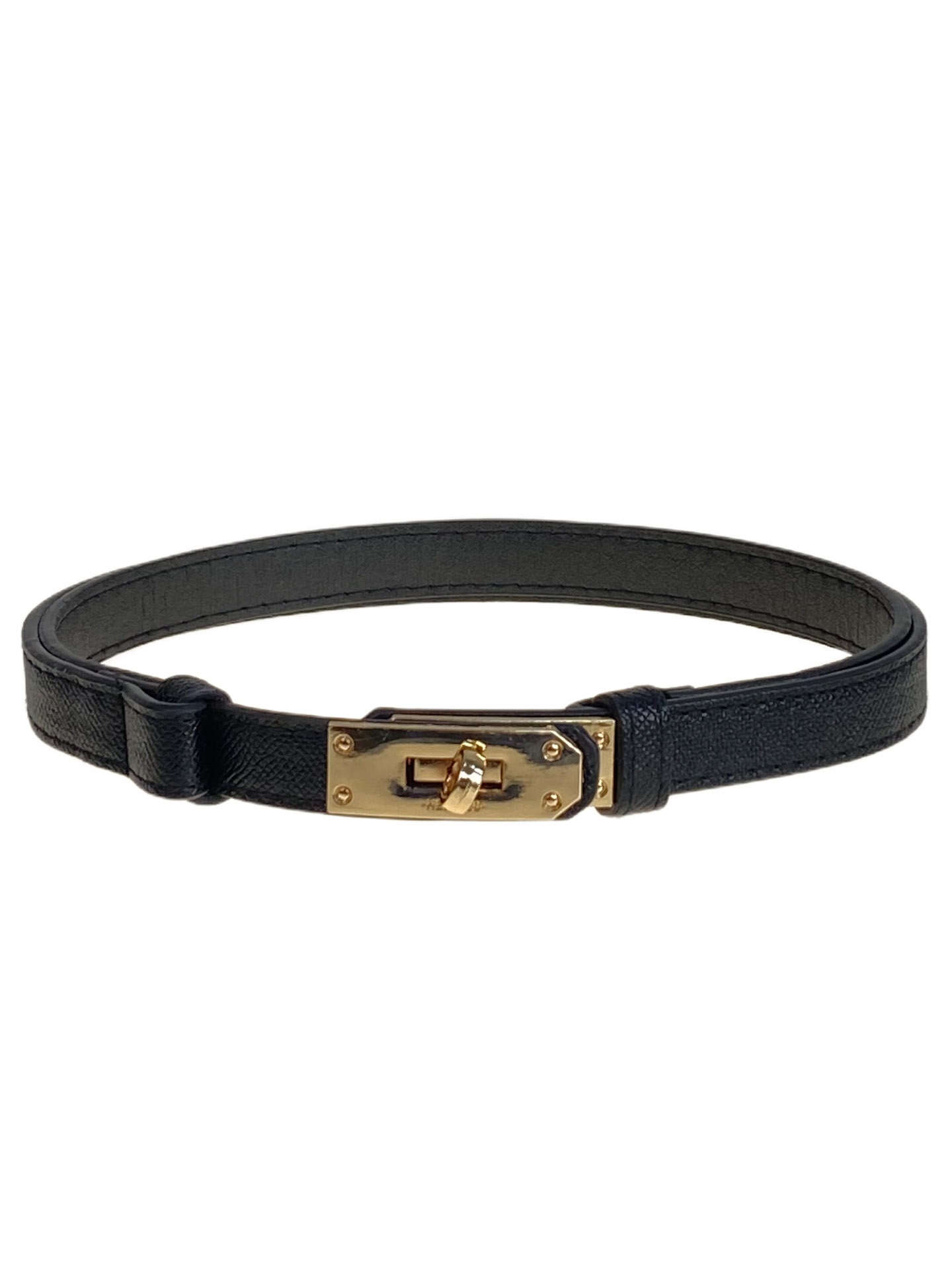 На фото 1 - Ремень женский из искусственной кожи , цвет  черный