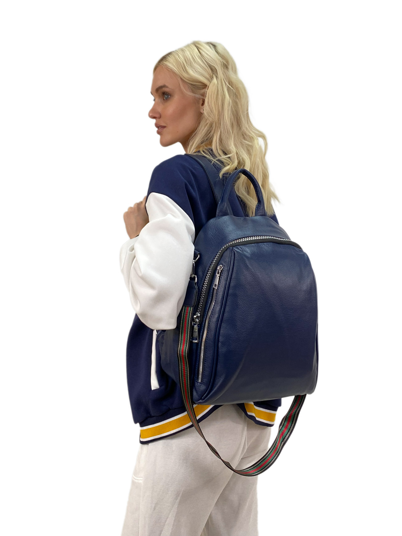 На фото 2 - Женский рюкзак из искусственной кожи, цвет синий