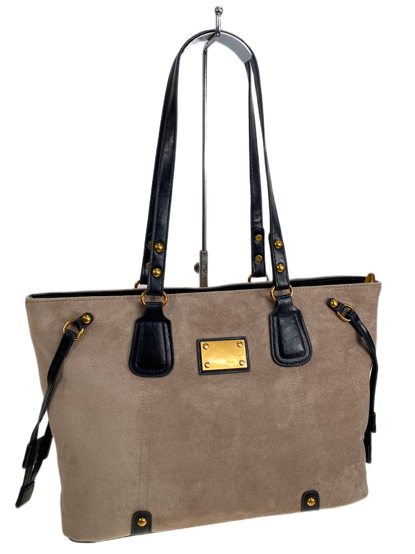 На фото 1 - Женская сумка из искусственной замши, цвет  бежевый