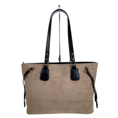 На фото 2 - Женская сумка из искусственной замши, цвет  бежевый