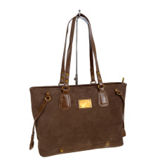 На фото 1 - Женская сумка из искусственной замши, цвет коричневый На фото 1 - Женская сумка из искусственной замши, цвет коричневый