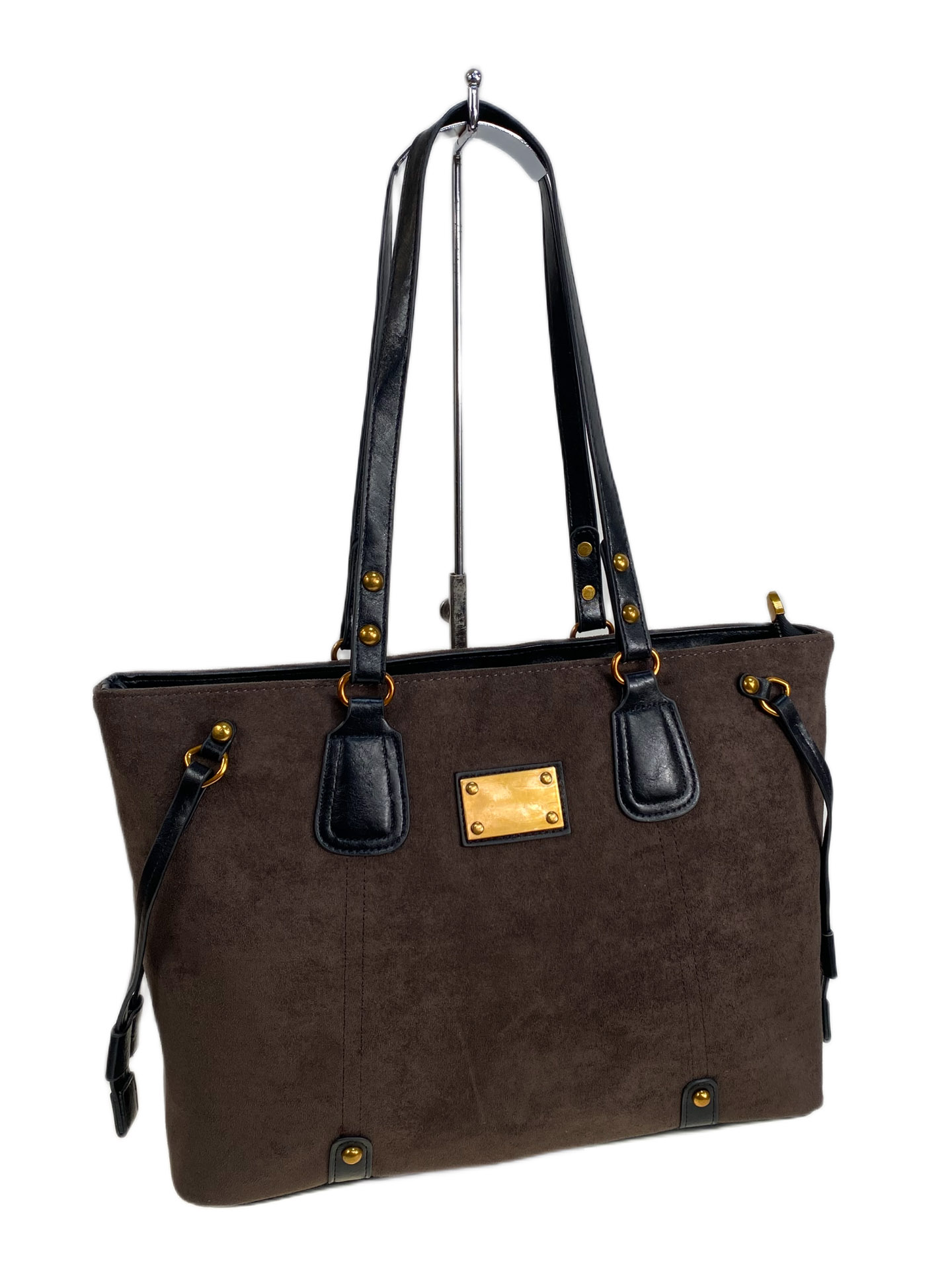 На фото 1 - Женская сумка из искусственной замши, цвет шоколад