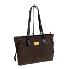 На фото 1 - Женская сумка из искусственной замши, цвет шоколад