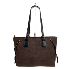 На фото 2 - Женская сумка из искусственной замши, цвет шоколад